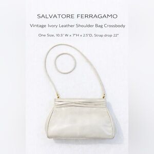 Salvatore Ferragamo Vintage Ivory Leather Shoulder Bag Crossbody